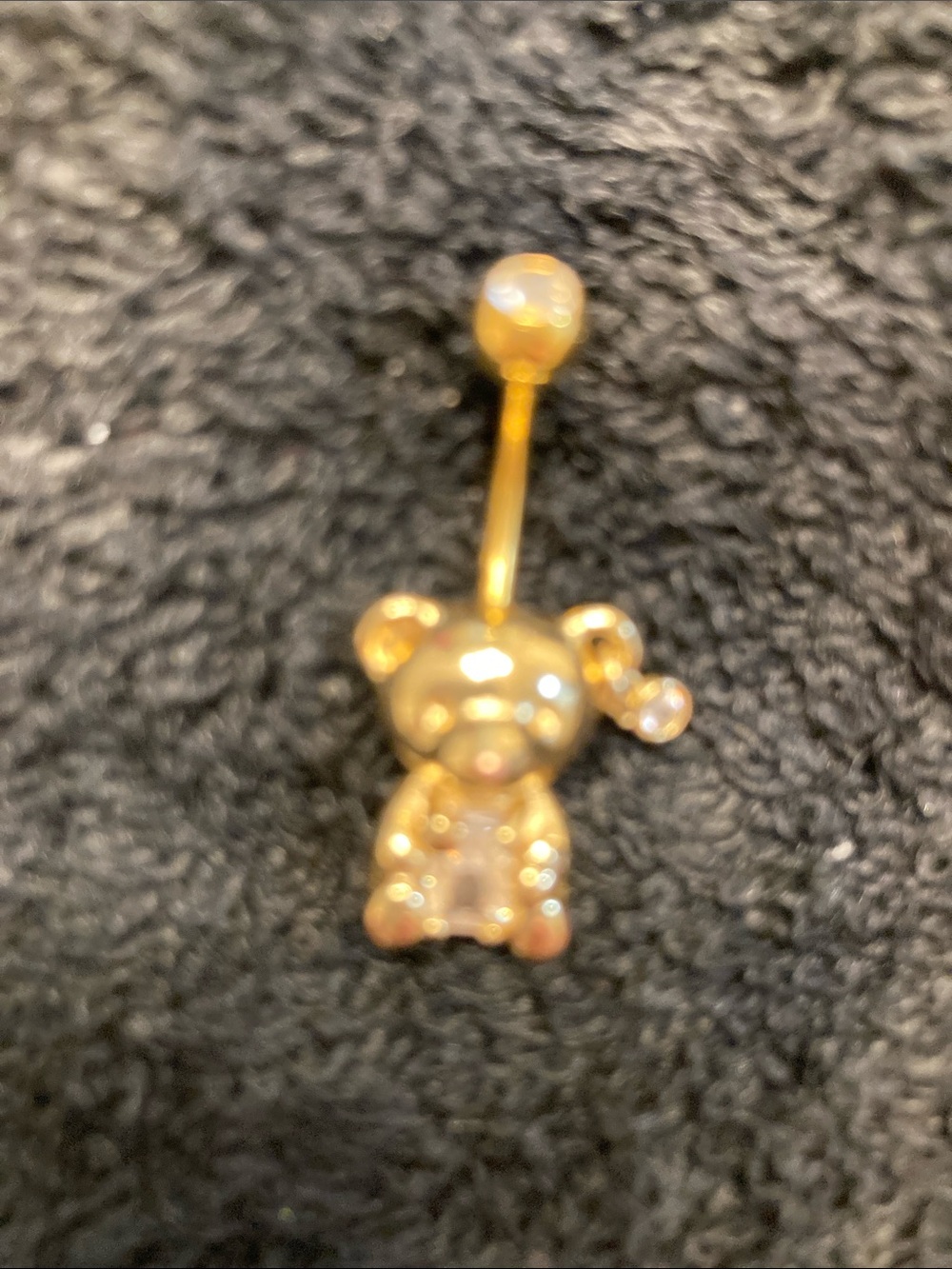 Gold Teddy Bear Dangle Navel Ring